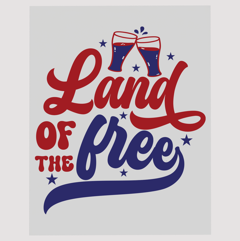 Land of the Free Celebration Toast Ready To Ship DTF Transfer