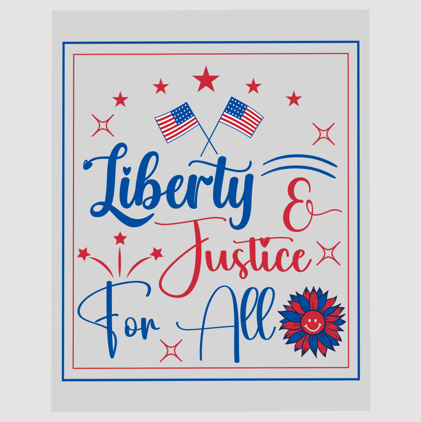 Liberty & Justice For All Flag and Ready To Ship DTF Transfer