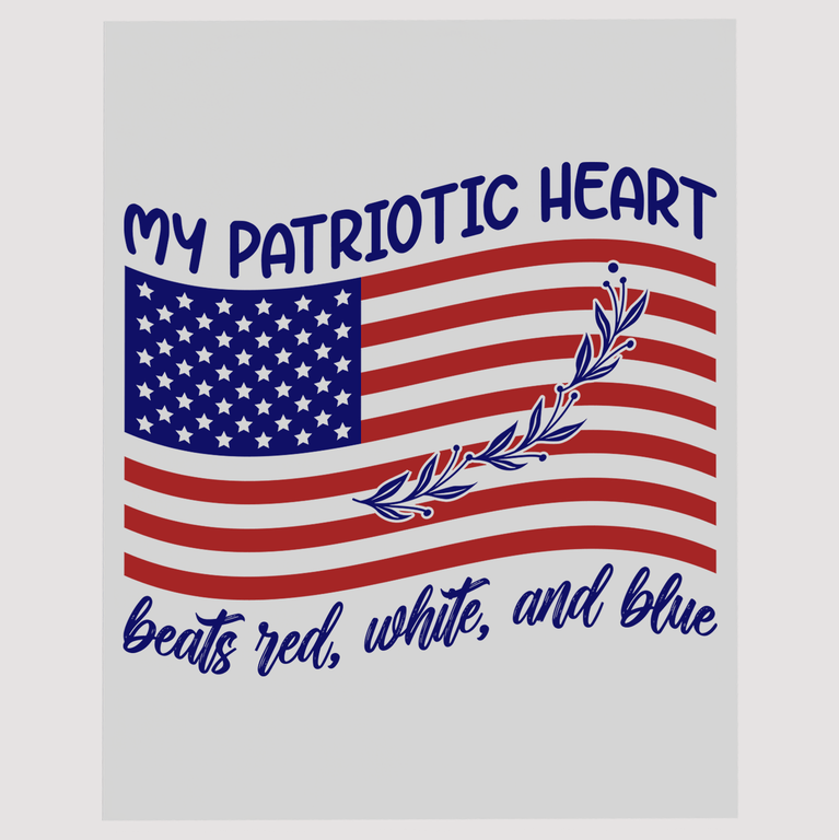 Patriotic Heart American Flag DTF Transfer