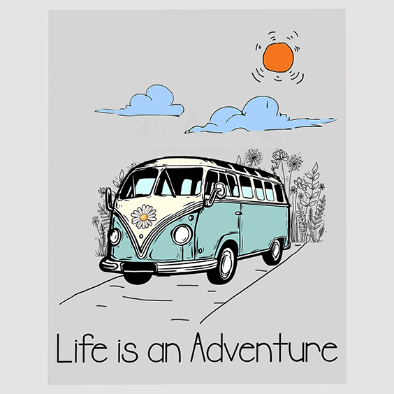 Retro Van 'Life is an Adventure' DTF Transfer
