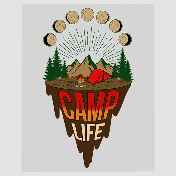 Camp Life - Mountain Landscape Ready to Press DTF Transfer