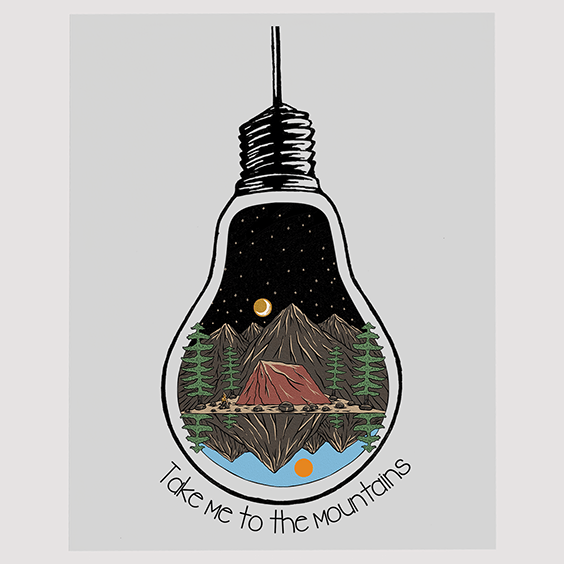 Take Me to the Mountains - Lightbulb Ready to Press DTF Transfer