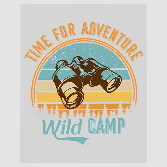 Time for Adventure - Wild Camp Binoculars Ready to Press DTF Transfer