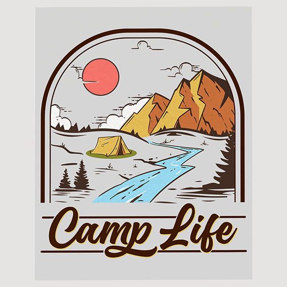 Tent Camping DTF Transfer - Idyllic Camp Life Art