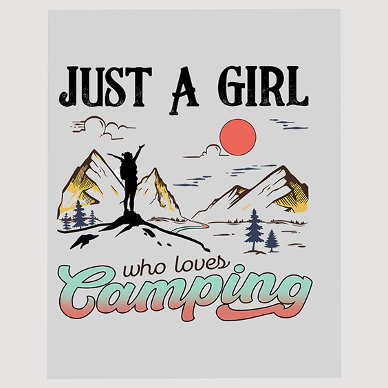 Camping Lover's Silhouette on Mountain DTF Transfer