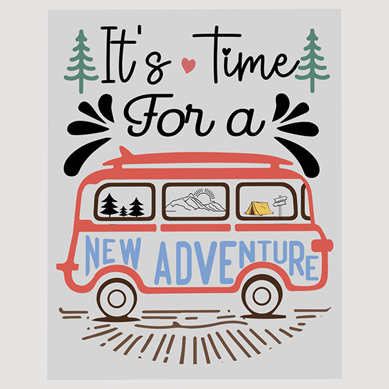 Retro Van New Adventure DTF Transfer for Camping Enthusiasts