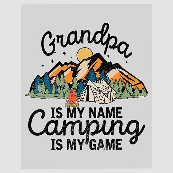 Grandpa Camping Mountain DTF Transfer