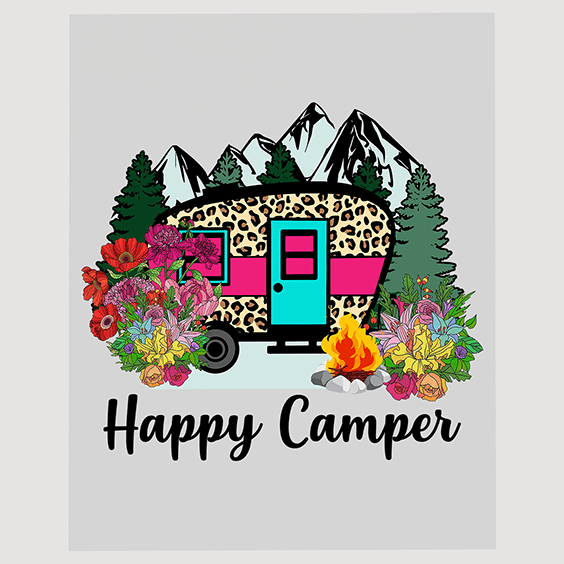 Floral Happy Camper DTF Transfer
