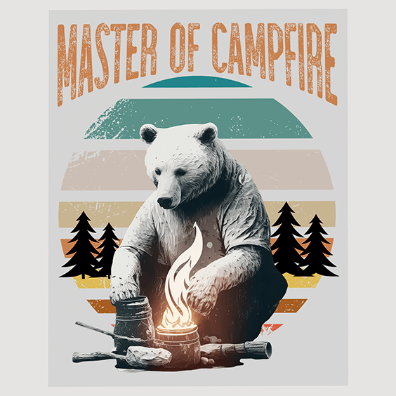 Master of Campfire Bear DTF Transfer