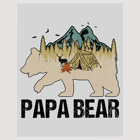 Papa Bear Outdoor Camping DTF Transfer