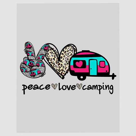Peace Love Camping Trailer DTF Transfer