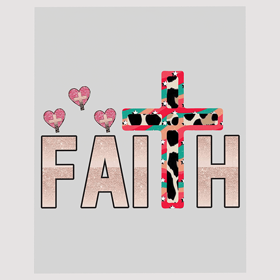Faith Cross Hot Air Balloons Ready to Press DTF Transfer