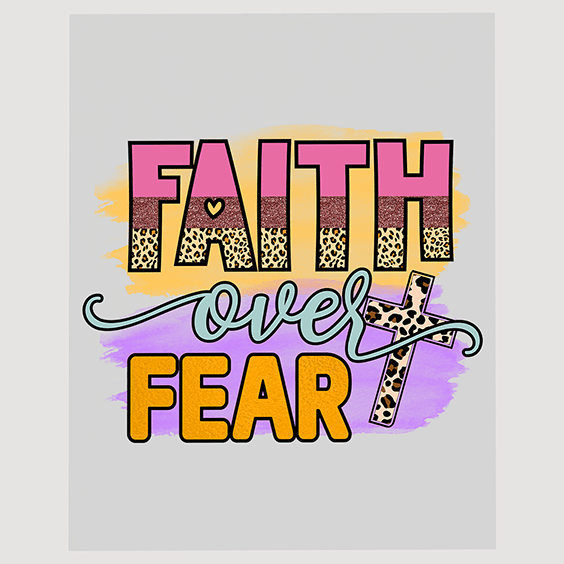 Faith Over Fear Cross Leopard DTF Transfer
