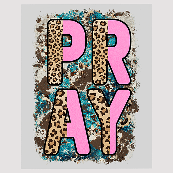 Pink Leopard Print Prayer DTF Transfer - Pray Christian Design