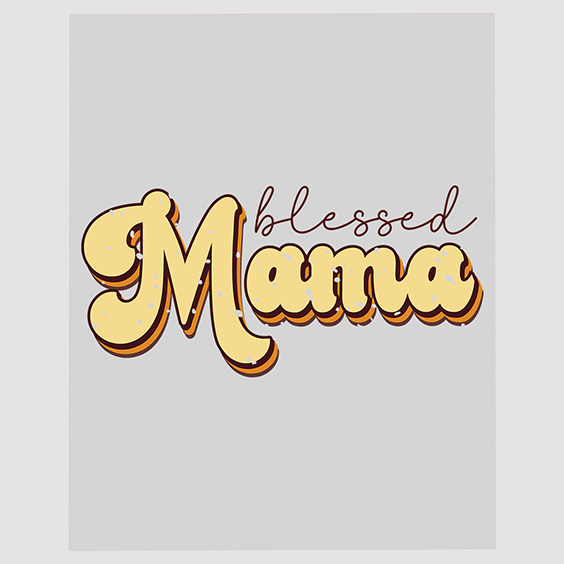 Blessed Mama Golden Script Ready To Press DTF Transfer