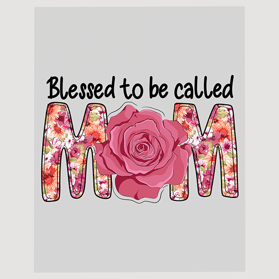 Blessed Mom with Floral Letters Ready to Press DTF Transfer
