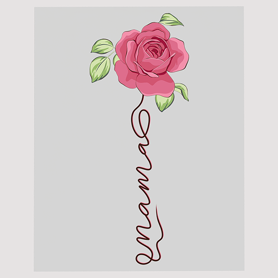Elegant Rose Stem Mama Ready to Press DTF Transfer