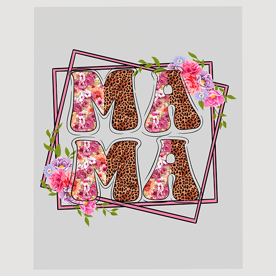 Mama Leopard Print Floral DTF Transfer