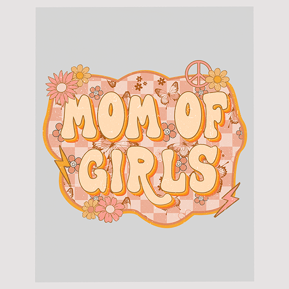 Mom of Girls Hippie Floral DTF Transfer