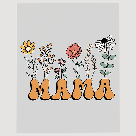 Mama Floral Letters DTF Transfer Illustration