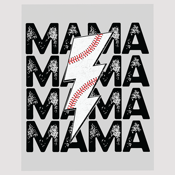 Baseball Mama Lightning Bolt Ready to Press DTF Transfers