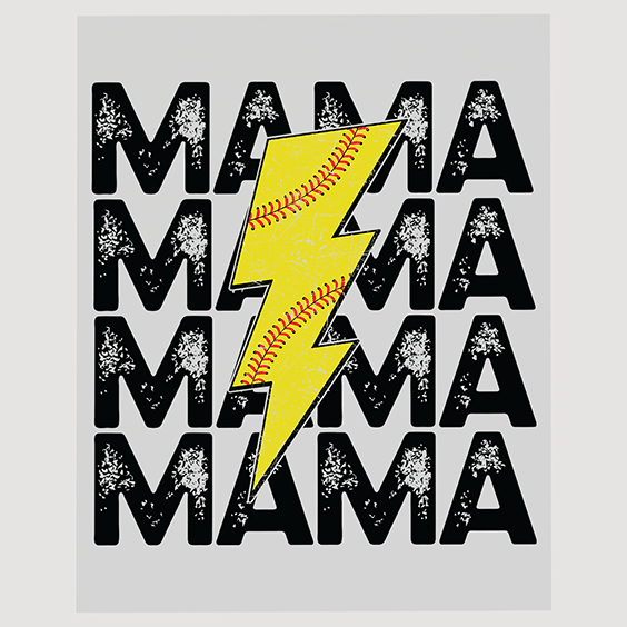 Yellow Baseball Lightning Bolt - Ready to Press DTF Transfers