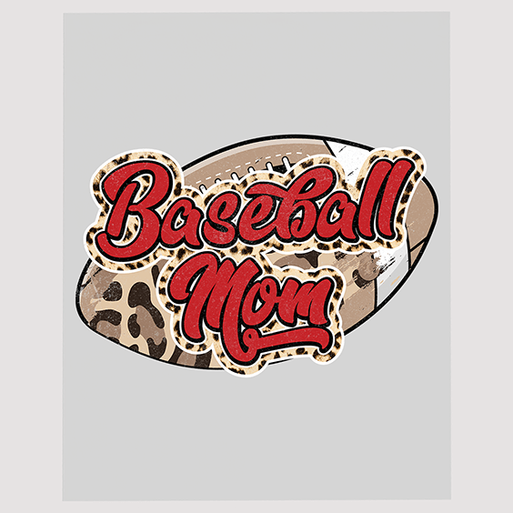 Leopard Print Baseball Mom DTF Heat Transfer Design