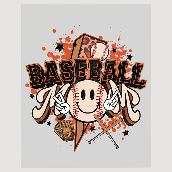 Cartoon Baseball Character Ready To Press DTF Transfer