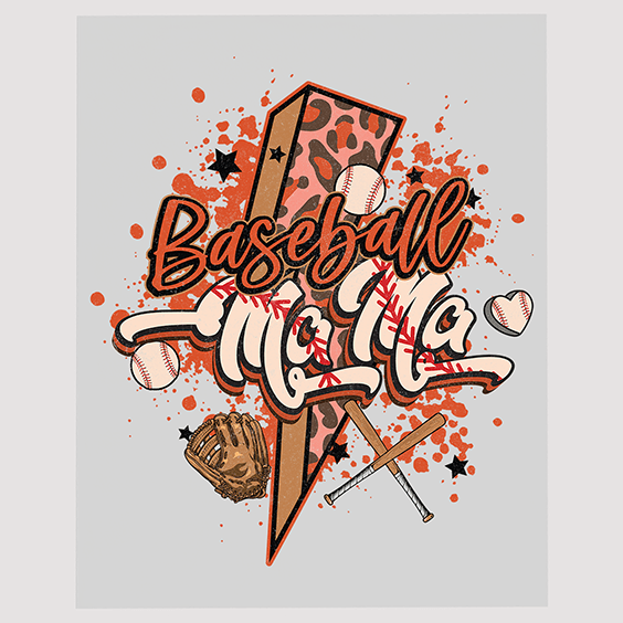 Dynamic Baseball Motif DTF Transfer