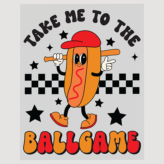 Classic Hotdog Baseball Game DTF Transfer