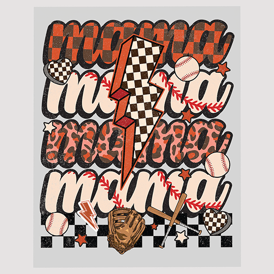 Retro-Inspired Baseball Mama DTF Transfer