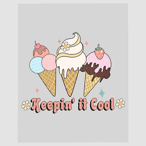 Fun Summer Dessert DTF Transfer - Keepin' it Cool Ice Cream Cones