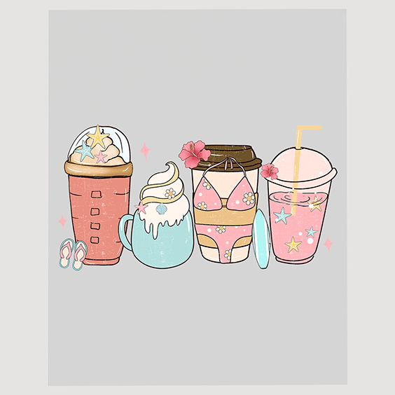 Cool Summer Beverages DTF Transfer - Assorted Chilled Drinks