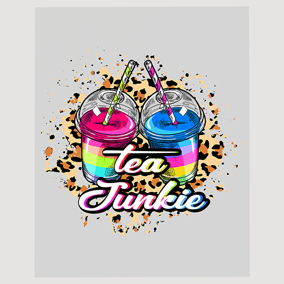 Tea Junkie - Colorful Beverage DTF Transfer