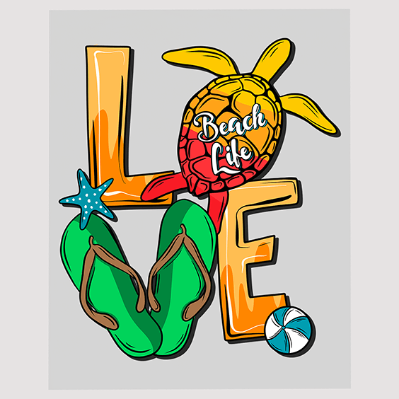Tropical Beach Life LOVE Ready to Press DTF Transfer