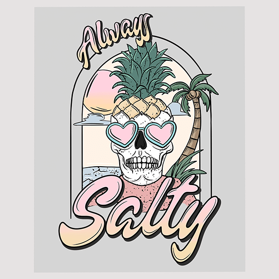 Salty Vibes Pineapple Skull Ready to Press DTF Transfer