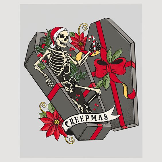 Creepmas Coffin and Skeleton Christmas Ready To PressDTF Transfer