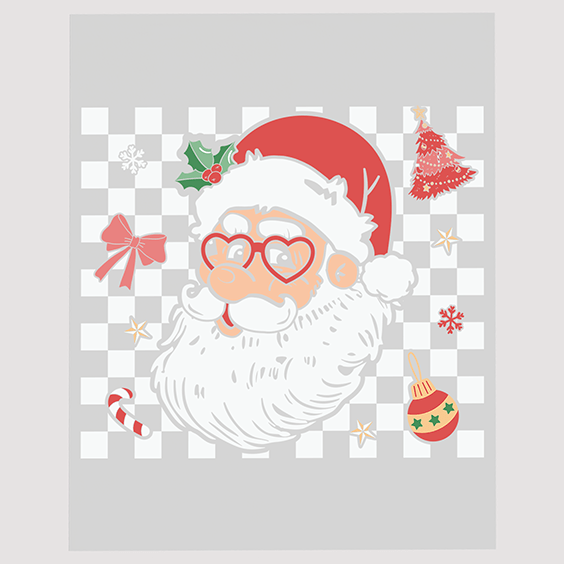 Santa Claus With Heart Glasses Ready to Press DTF Transfer