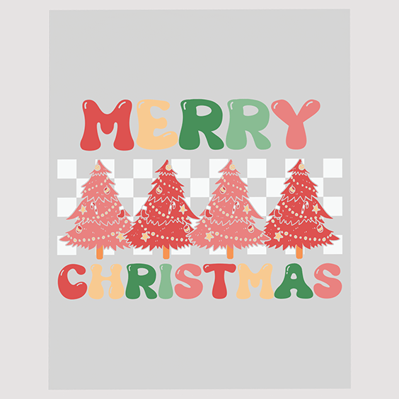 Merry Christmas Trees Ready to Press DTF Transfer