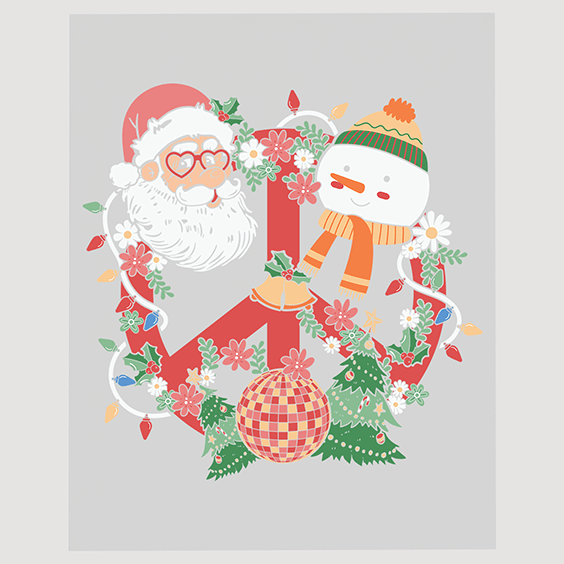 Santa and Snowman Peaceful Christmas Ready to Press DTF Transfer