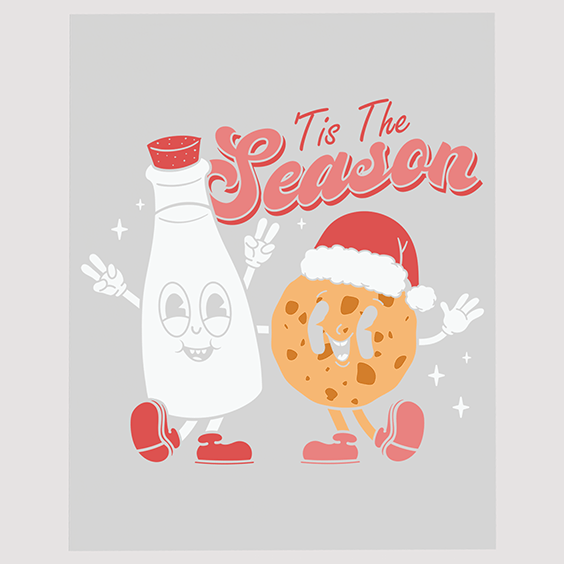 Tis The Season Milk and Cookie Christmas Ready to Press DTF Transfer