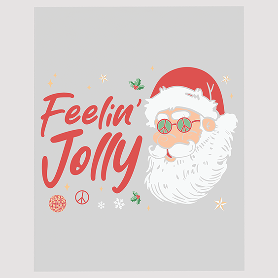 Feelin' Jolly Santa Claus Festive Ready to Press DTF Transfer