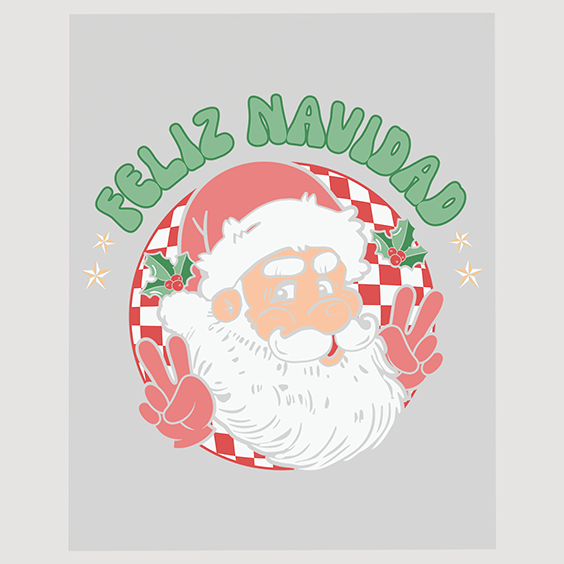 Feliz Navidad Santa Claus Christmas Ready to Press DTF Transfer