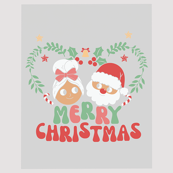 Merry Christmas Santa and Gingerbread Ready to Press DTF Transfer