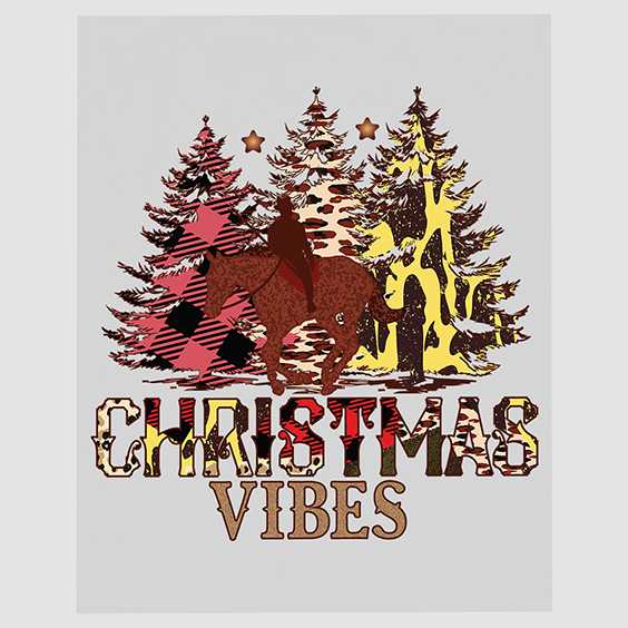 Christmas Vibes Horse and Trees Ready to Press DTF Transfer
