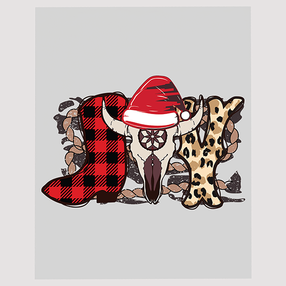 Western Santa Hat Boots Christmas Ready to Press DTF Transfer