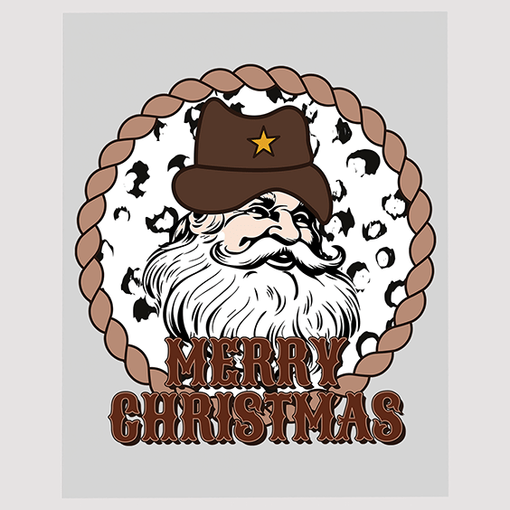 Merry Christmas Cowboy Santa Hat Ready To Press DTF Transfer