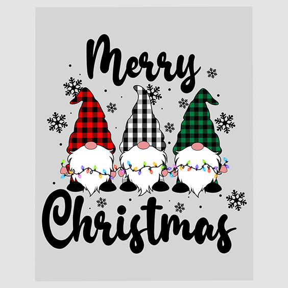 Merry Christmas Gnomes with Snowflakes Ready To Press DTF Transfer