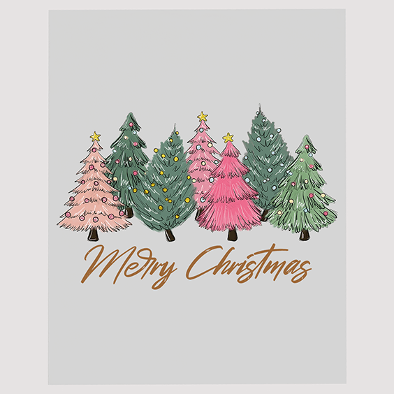 Watercolor Christmas Trees Festive Ready to Press DTF Transfer
