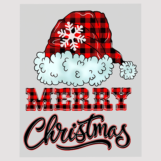 Plaid Santa Hat Merry Christmas Ready to Press DTF Transfer